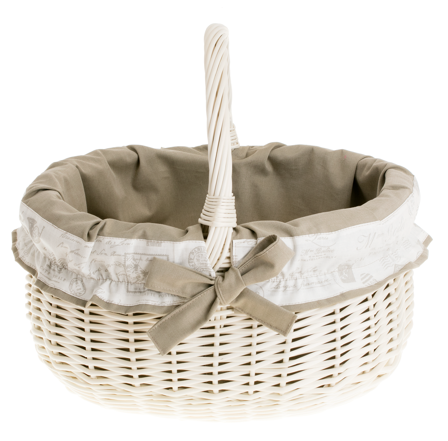 Werburga cesto per la spesa con manico in vimini e rifinitura beige TheWickerStories