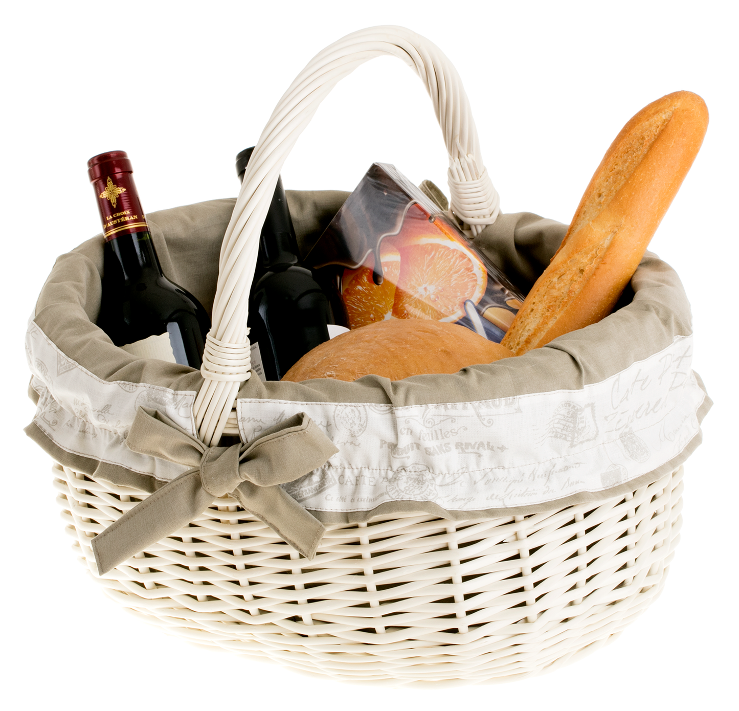 Werburga winkelmand met handvat van wilgentenen en beige afwerking