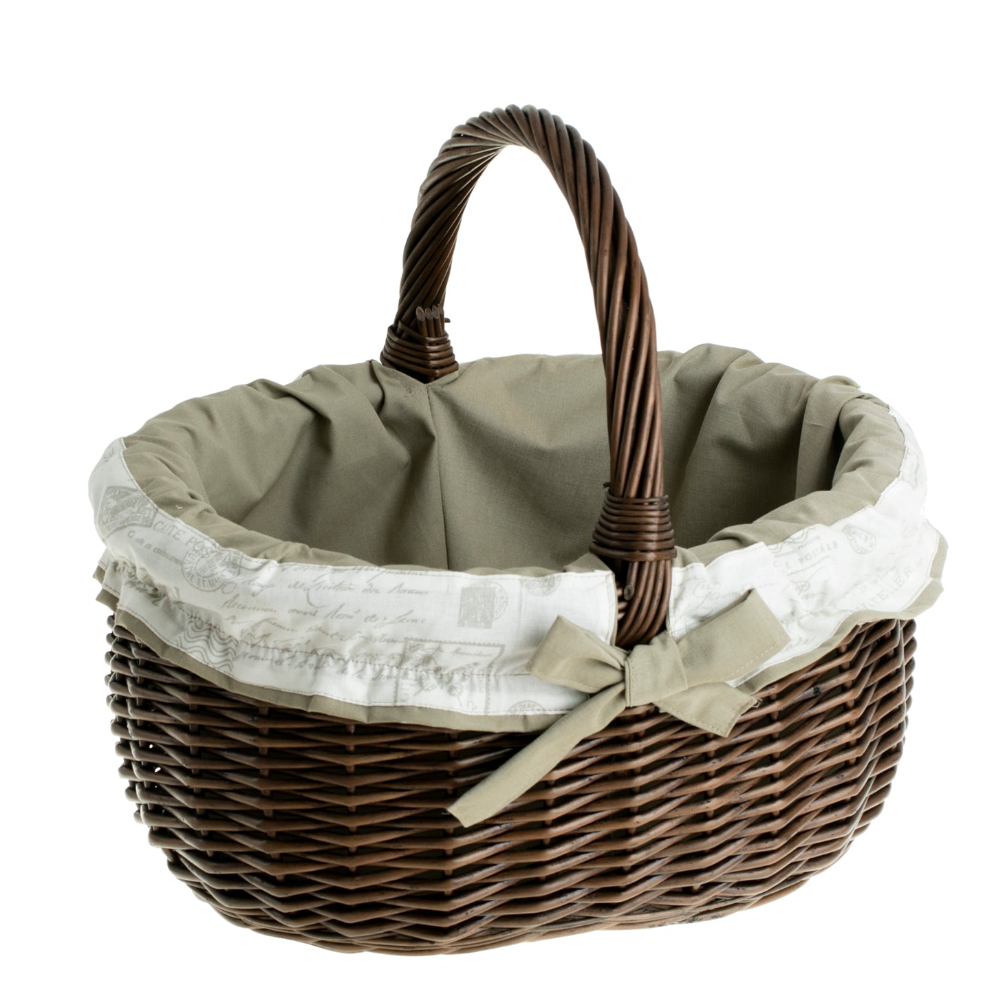 Werburga winkelmand met handvat van wilgentenen en beige afwerking