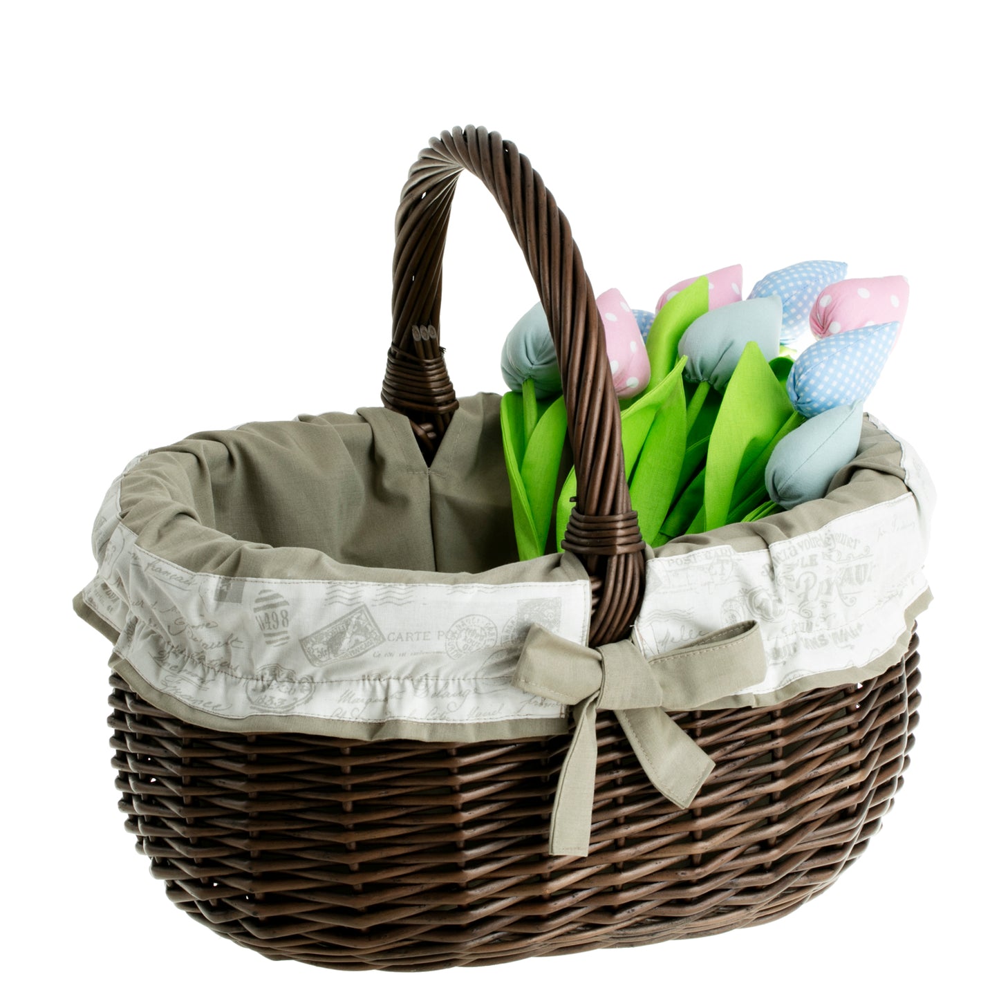 Werburga winkelmand met handvat van wilgentenen en beige afwerking