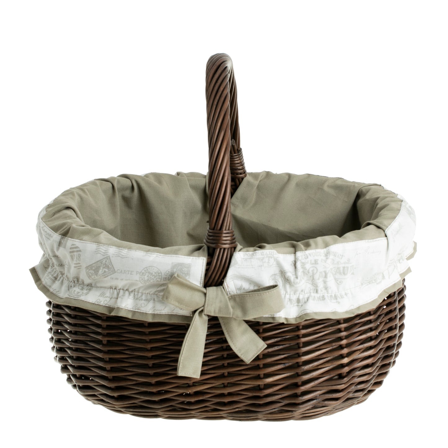 Werburga winkelmand met handvat van wilgentenen en beige afwerking