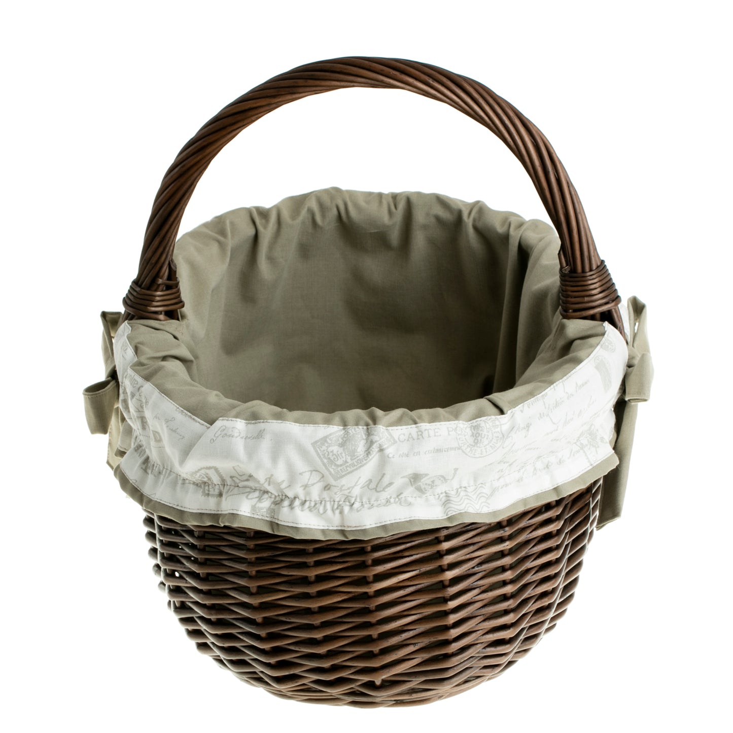 Werburga shopping basket with a wicker handle and beige trim TheWickerStories