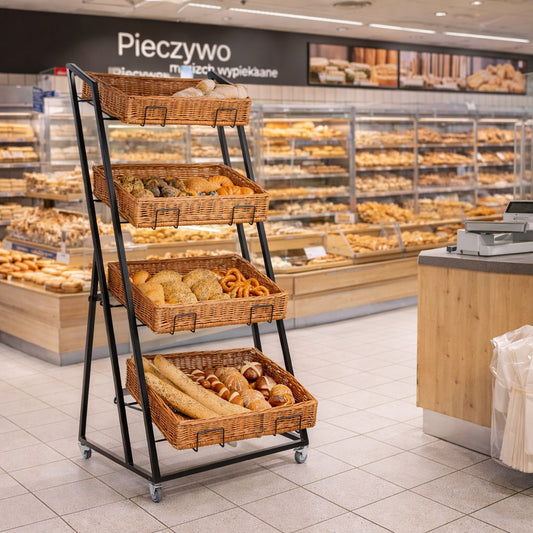 stojak ekspozycyjny na pieczywo z koszami