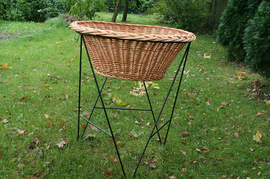 Kirvelia wicker display stand for fruits and vegetables with metal frame TheWickerStories