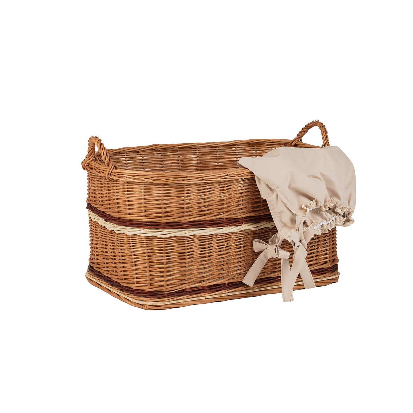 Forselia wicker storage basket with beige trim TheWickerStories