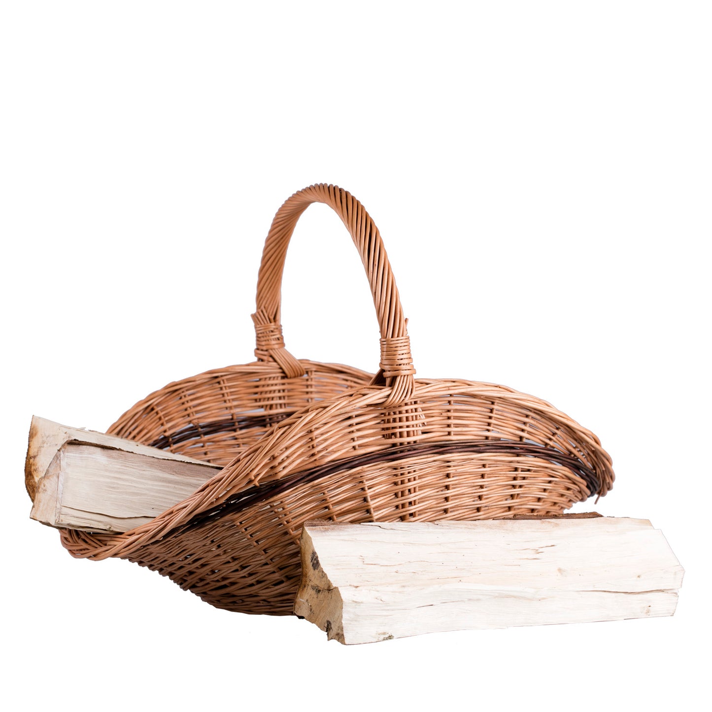 Fumaria Rieten haardhoutmand met handvat
