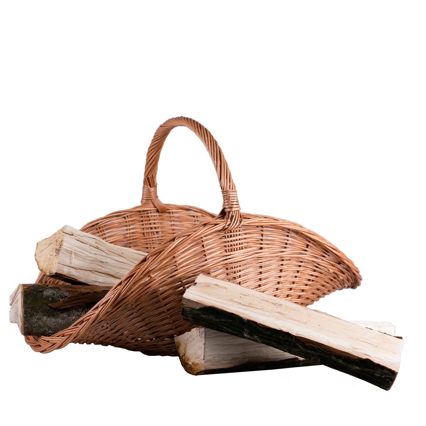 Fumaria Rieten haardhoutmand met handvat