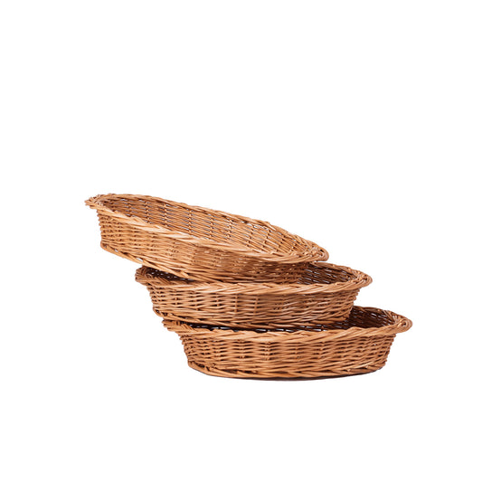 wicker bakery baskets – 3-piece set for bread display