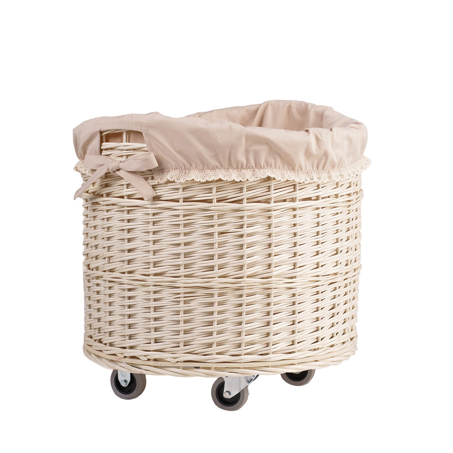 Caros cesto in vimini per riporre con bordo beige TheWickerStories