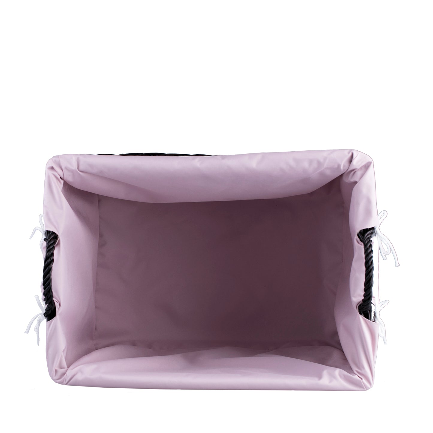 Salux rieten mandje met roze voering en wieltjes
