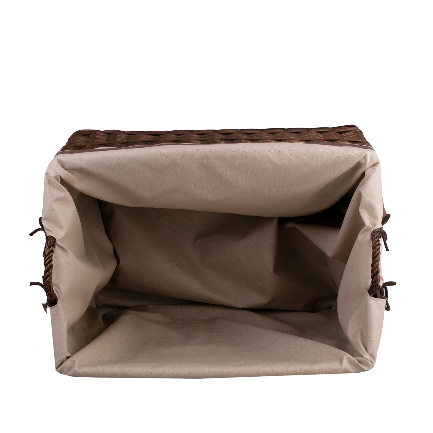 Salux wicker display basket for shop with brown trim TheWickerStories