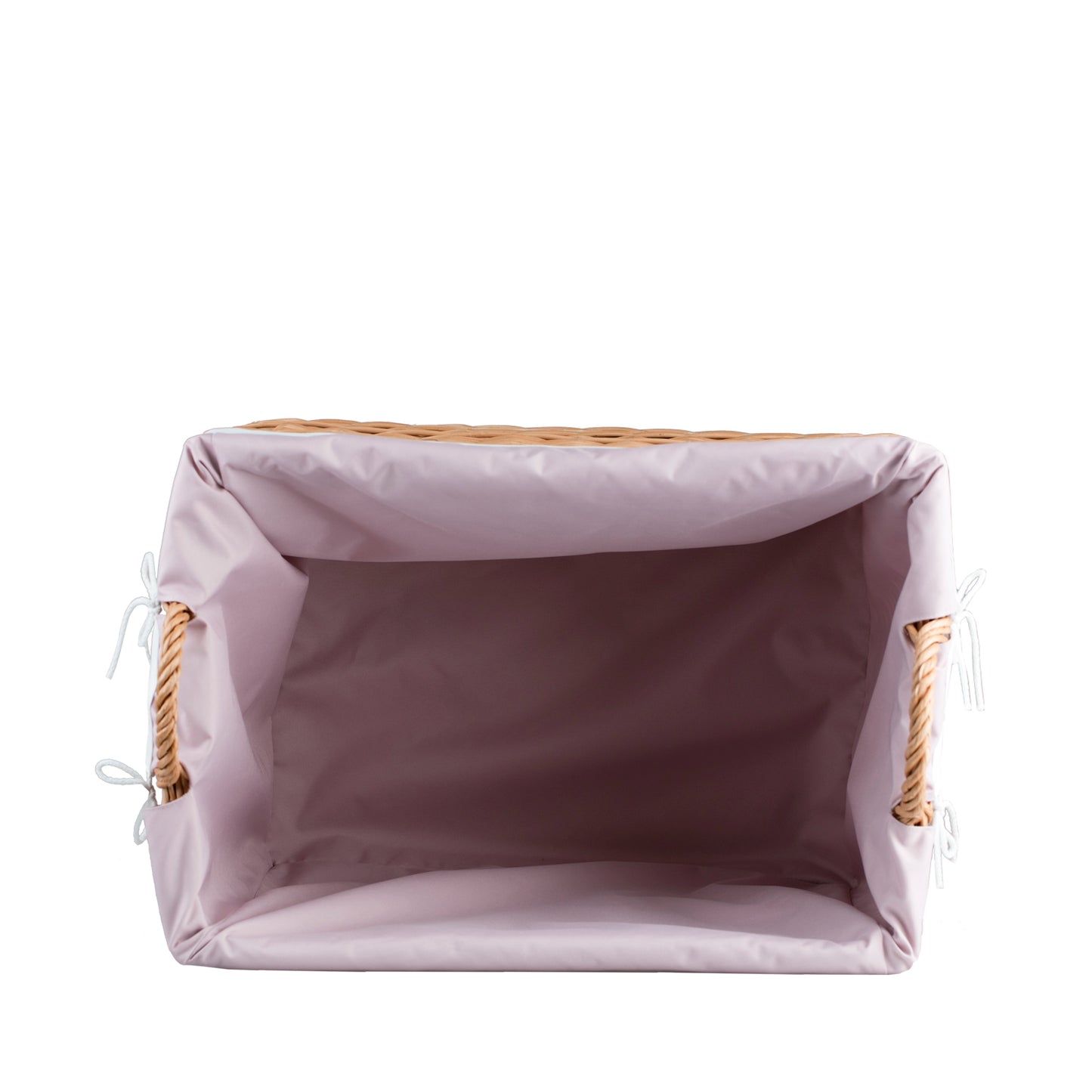 Salux rieten mandje met roze voering en wieltjes