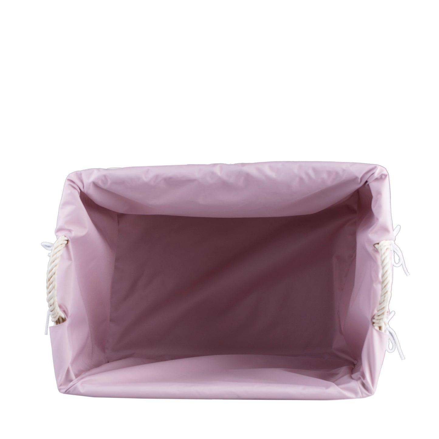 Salux Rieten wasmand met roze bies, op wieltjes en met handvatten