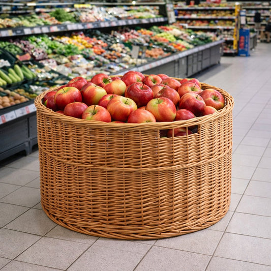 gevlochten rieten displaymand voor brood en fruit