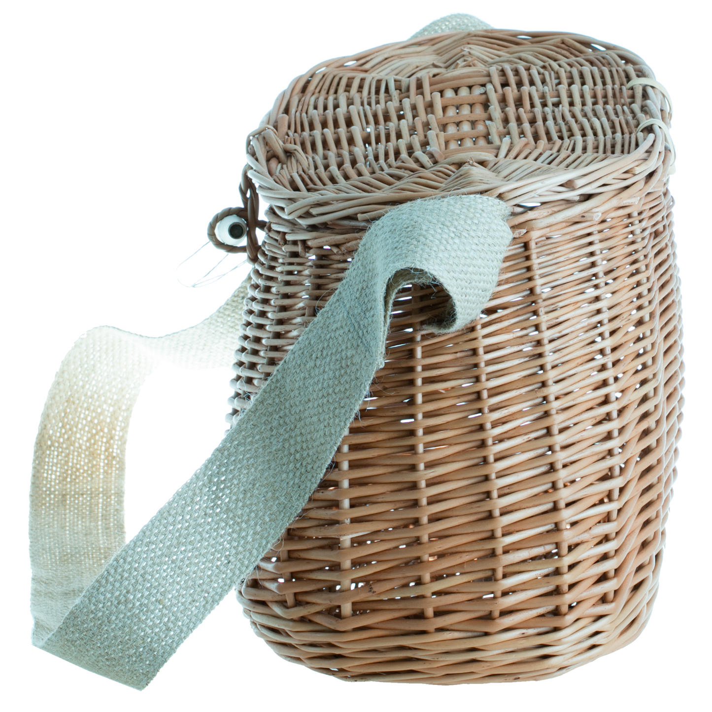 Marone wicker fishing basket with strap and clasp