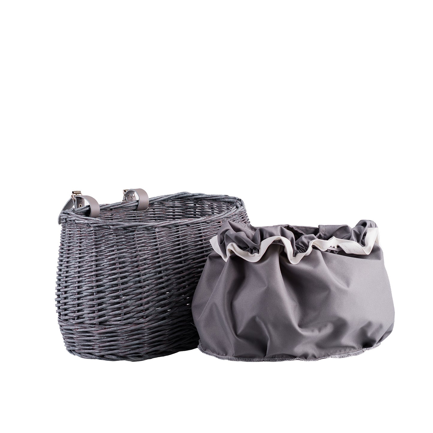 Marone petit panier de vélo en osier avec doublure grise et sangles TheWickerStories