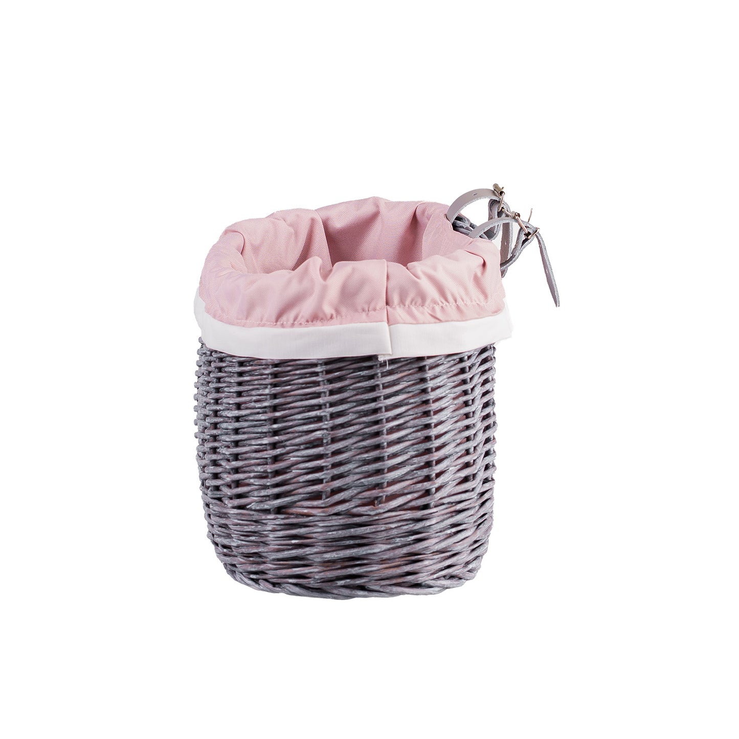 Marone petit panier de vélo en osier avec doublure rose et sangles