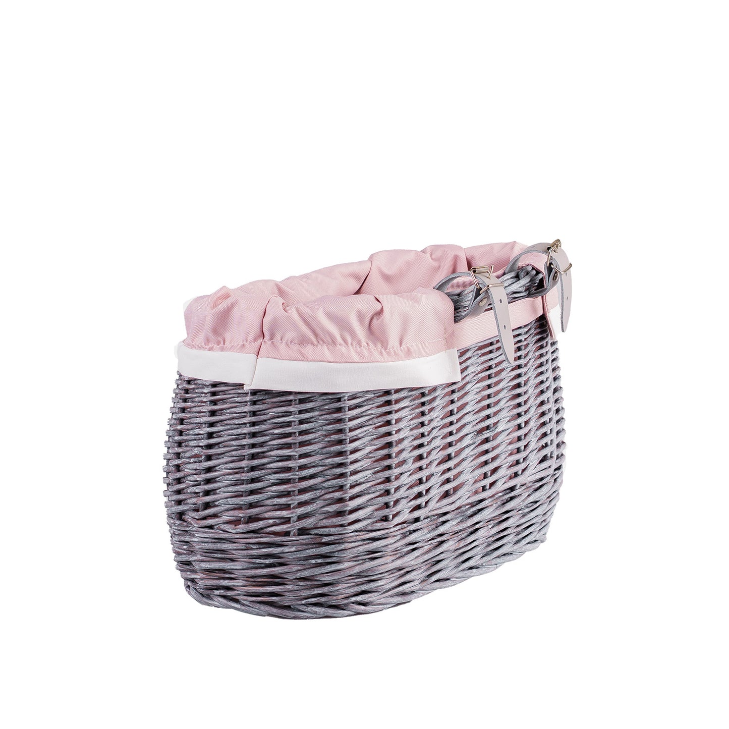 Marone petit panier de vélo en osier avec doublure rose et sangles
