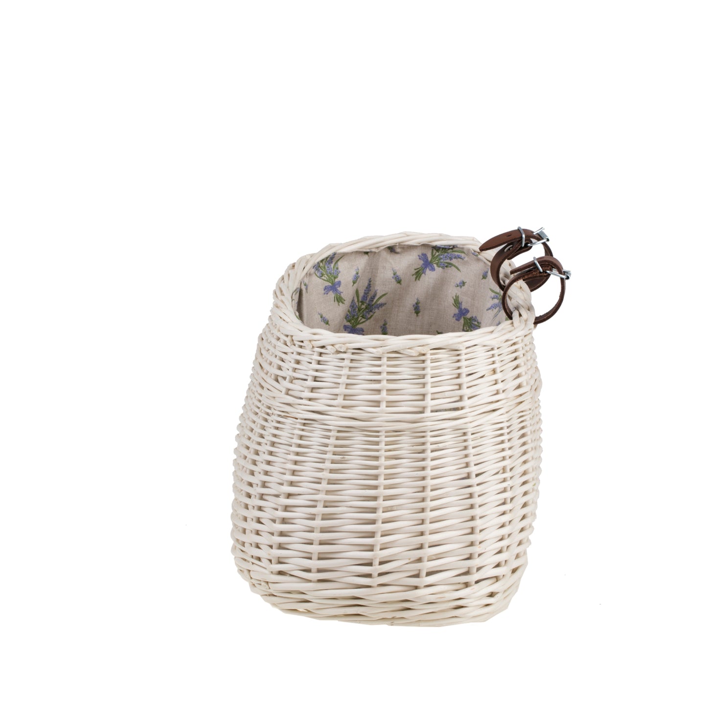 Marone wicker bike basket with beige lining and straps