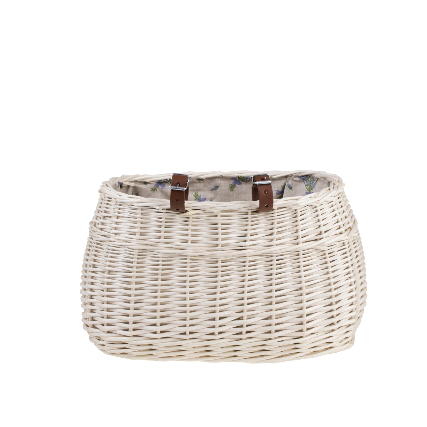 Marone wicker bike basket with beige lining and straps