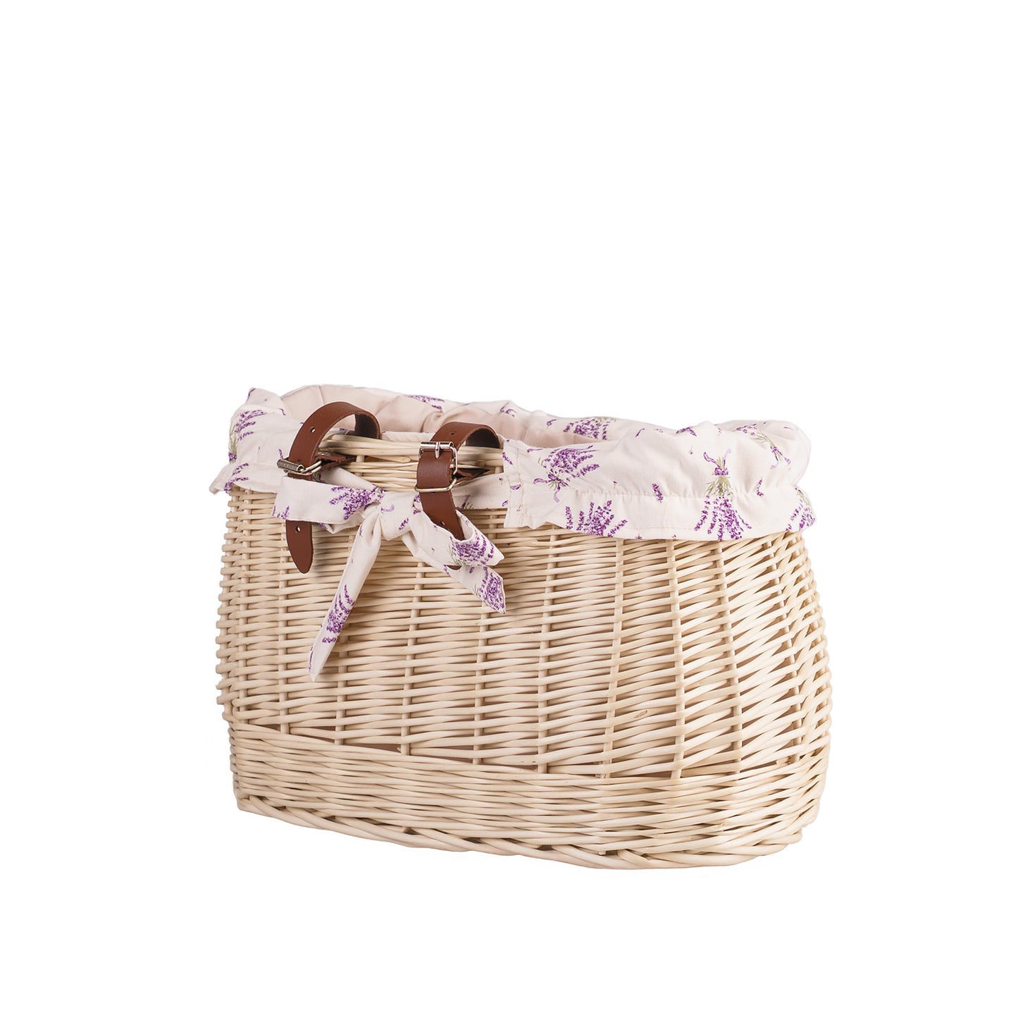 Marone petit panier de vélo en osier avec doublure beige et sangles