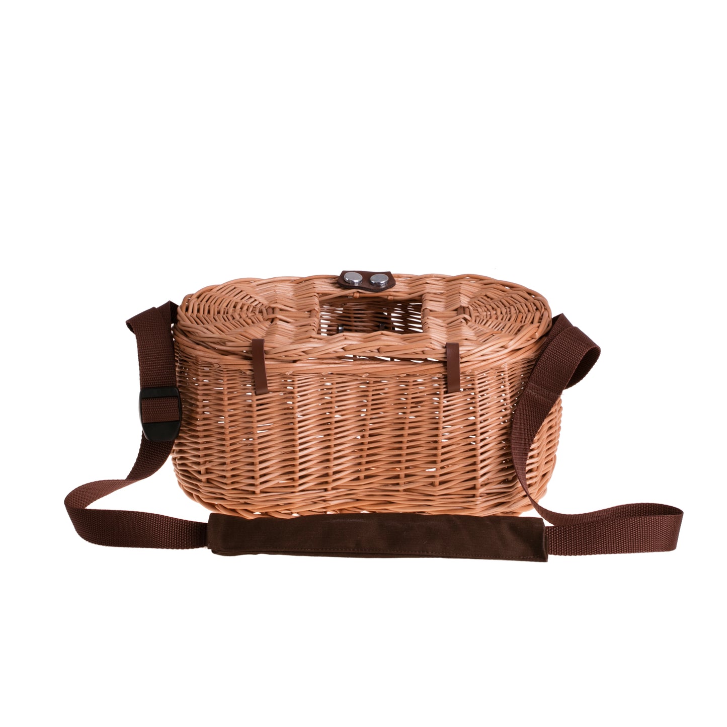 Marone wicker fishing basket with strap and clasp