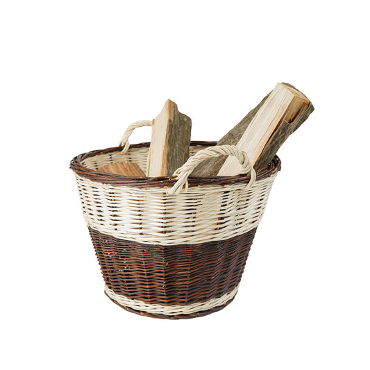 Fiorenia wicker firewood basket for the fireplace with carrying handles TheWickerStories