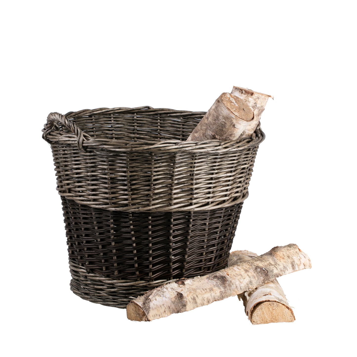 Fiorenia Rieten mand voor haardhout met handvatten