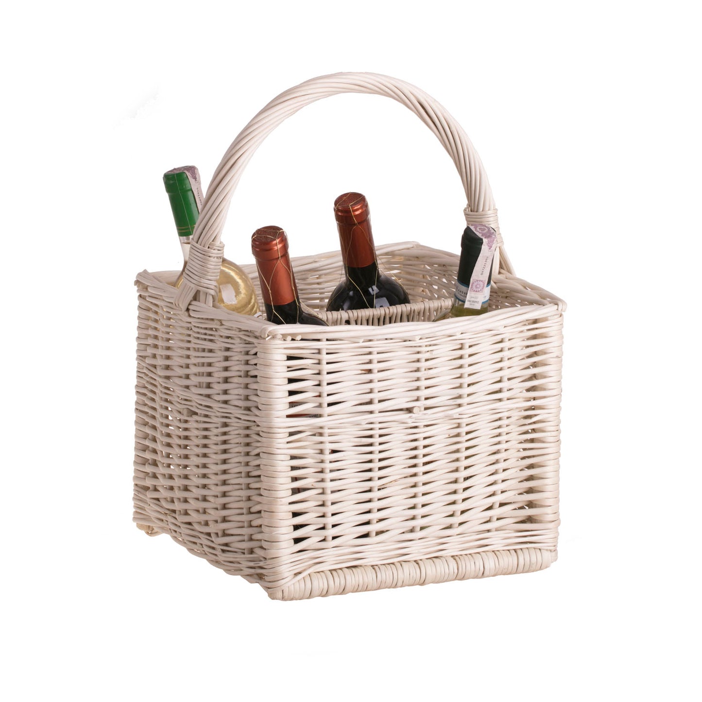 Gaudios wicker bottle basket with compartments and handle