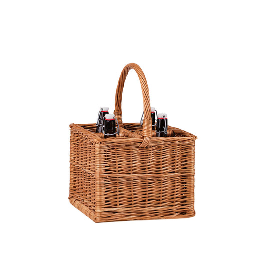 Gaudios wicker bottle basket with compartments and handle TheWickerStories