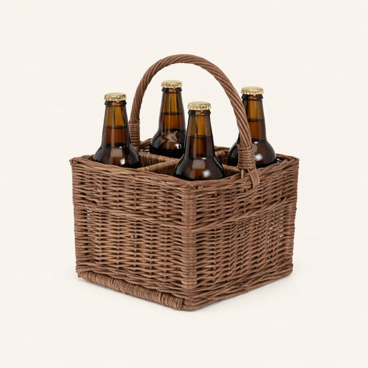Gaudios wicker bottle basket with compartments and handle TheWickerStories