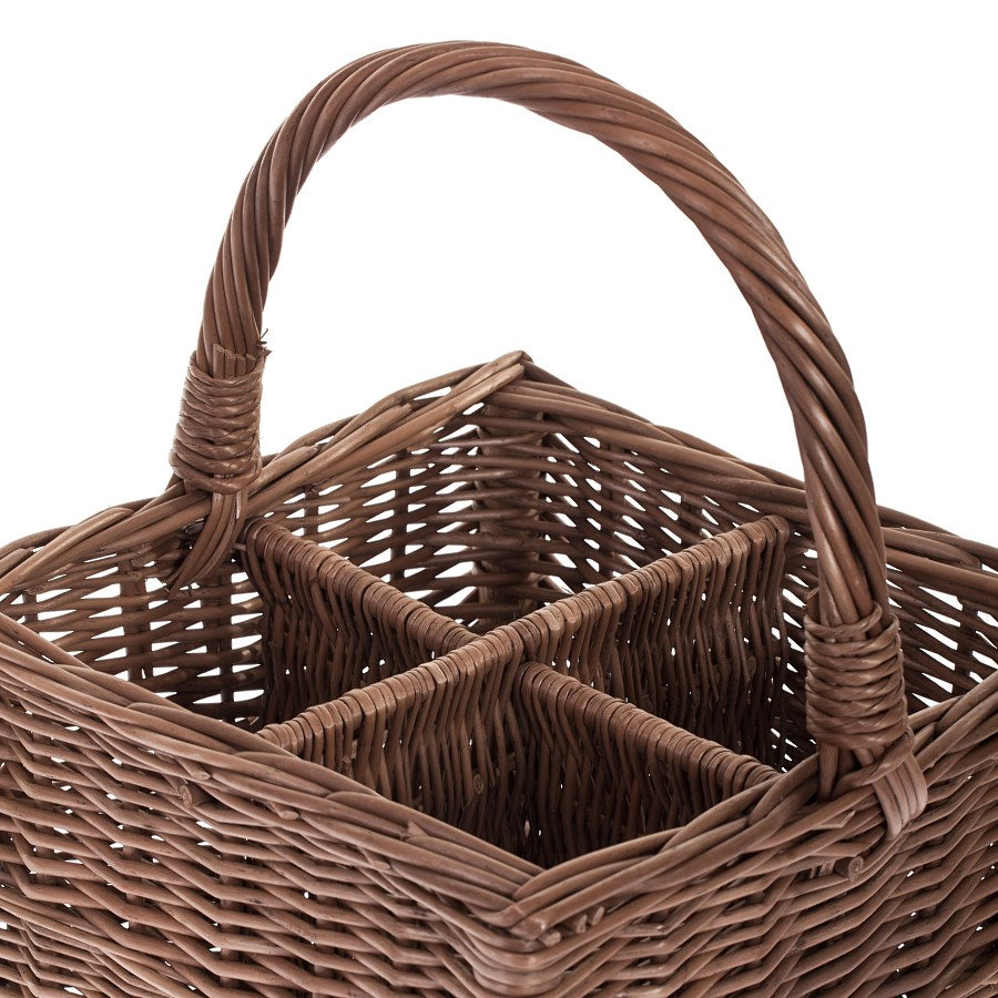 Gaudios wicker bottle basket with compartments and handle