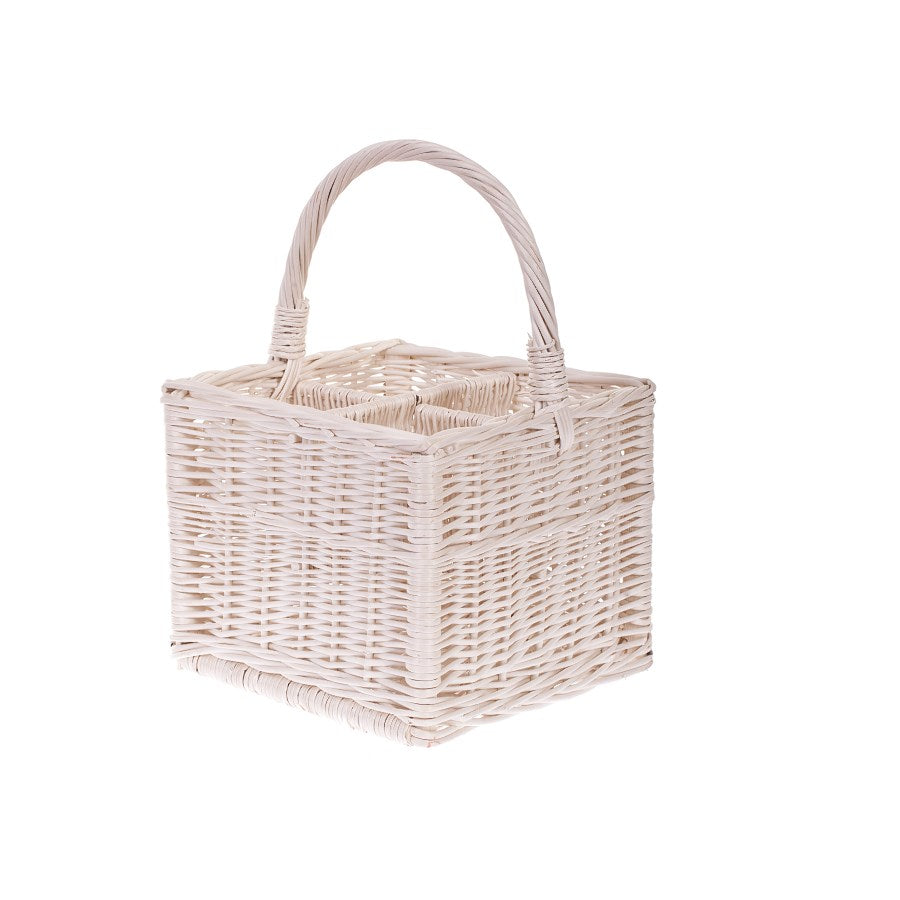 Gaudios wicker bottle basket with compartments and handle