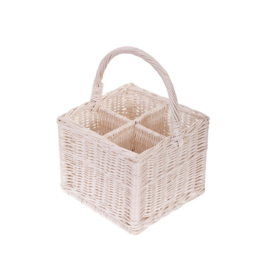 Gaudios wicker bottle basket with compartments and handle