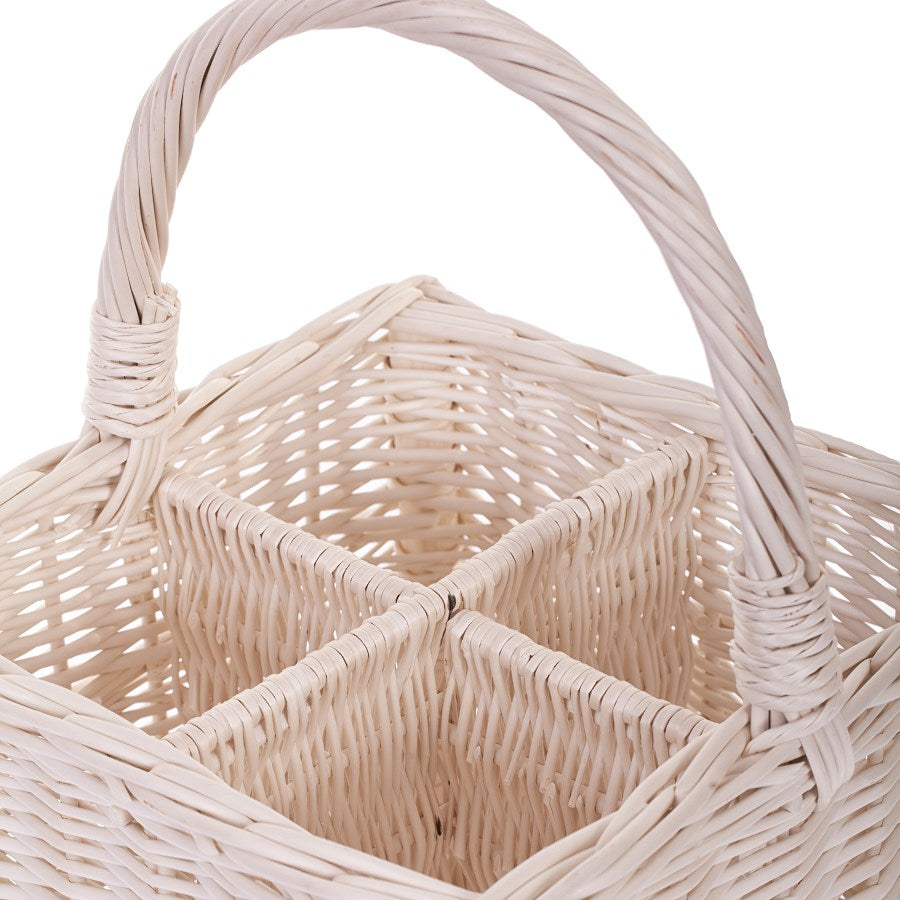 Gaudios wicker bottle basket with compartments and handle