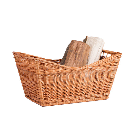 wicker firewood basket with handles