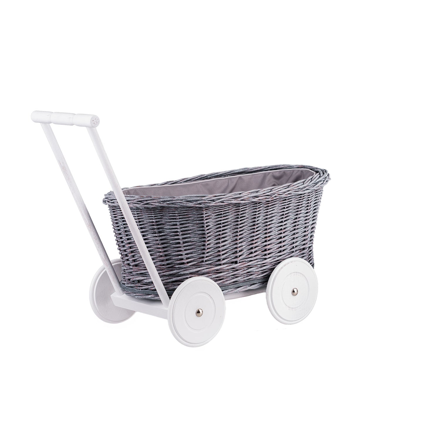 Luke chariot pousseur en osier avec doublure grise