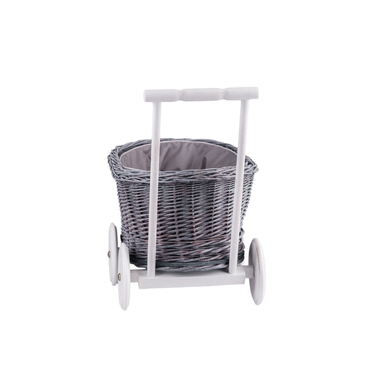 Luke καροτσάκι ώθησης από ψάθα με γκρι επένδυση TheWickerStories