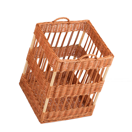 wicker baguette and bread stand with handles