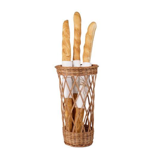 wicker baguette basket for bread display