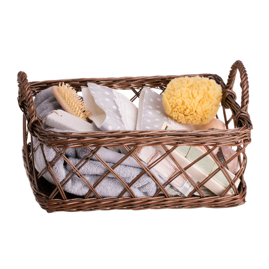 wicker breakfast and coffee serving basket with handles