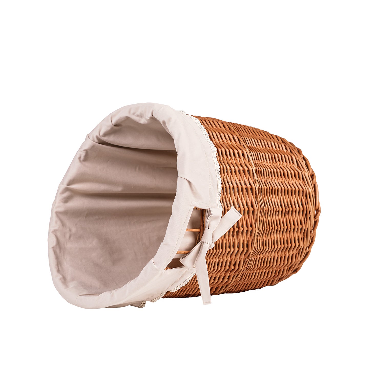 Bassa zestaw 2 koszy wiklinowych na bagietki z beżowym obszyciem TheWickerStories