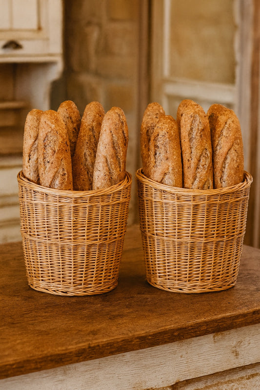 Bassa set di 2 cestini in vimini per baguette