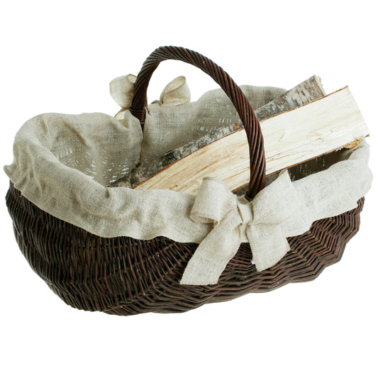 Faleria wicker firewood basket with jute trim and handle TheWickerStories