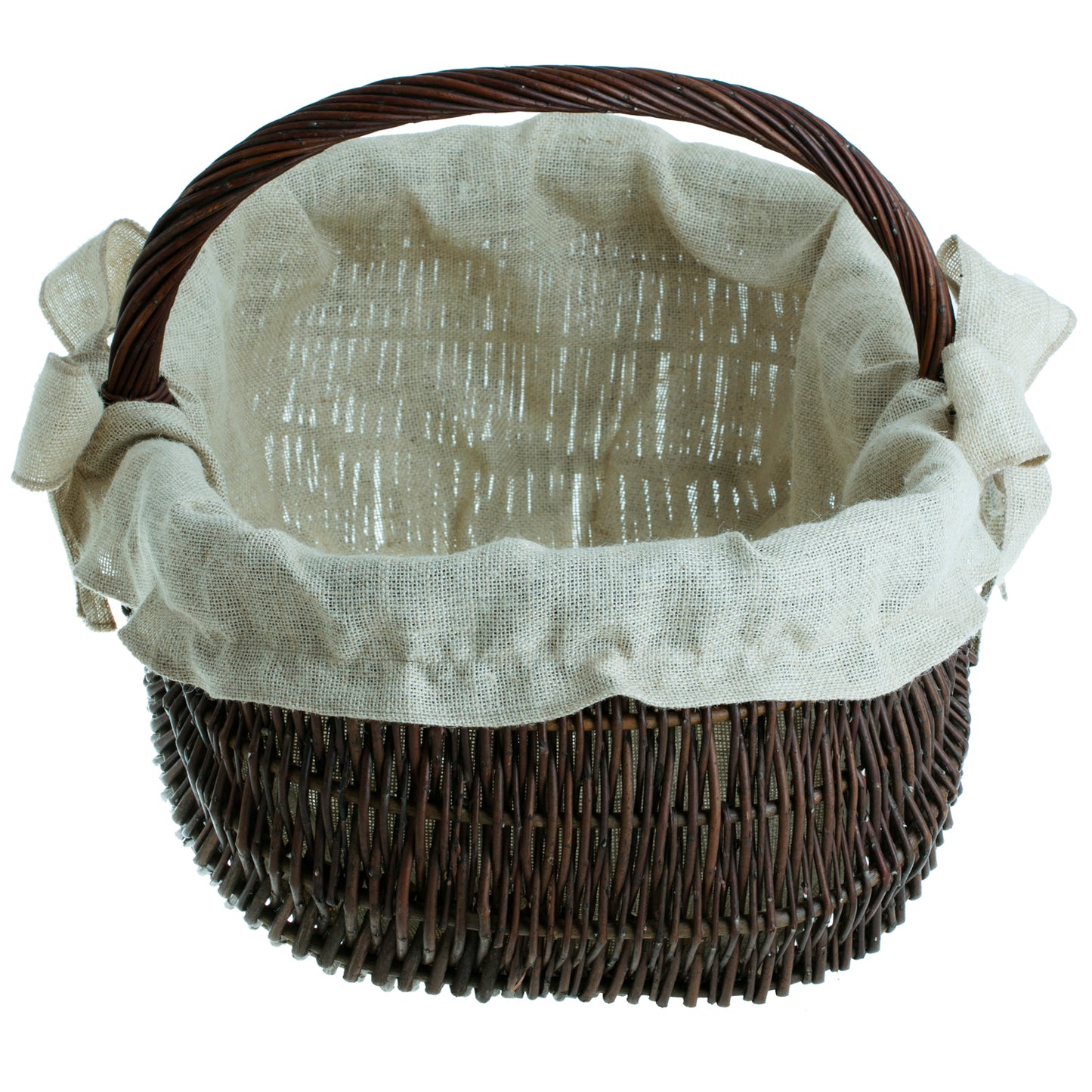 Faleria Cesto porta legna in vimini per camino con rifinitura in juta e manico TheWickerStories