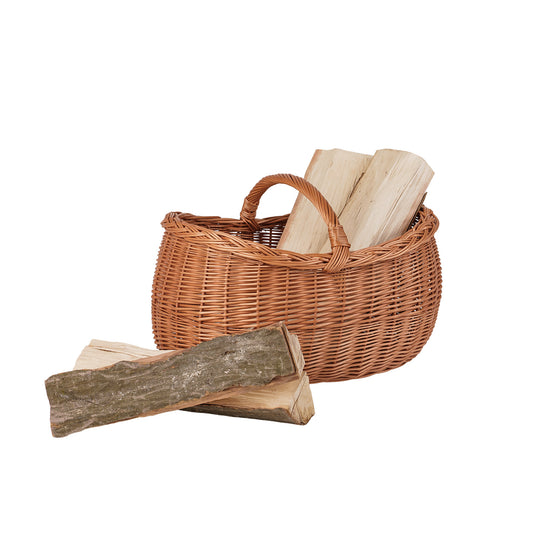 Faleria wicker firewood basket with handle for fireplace