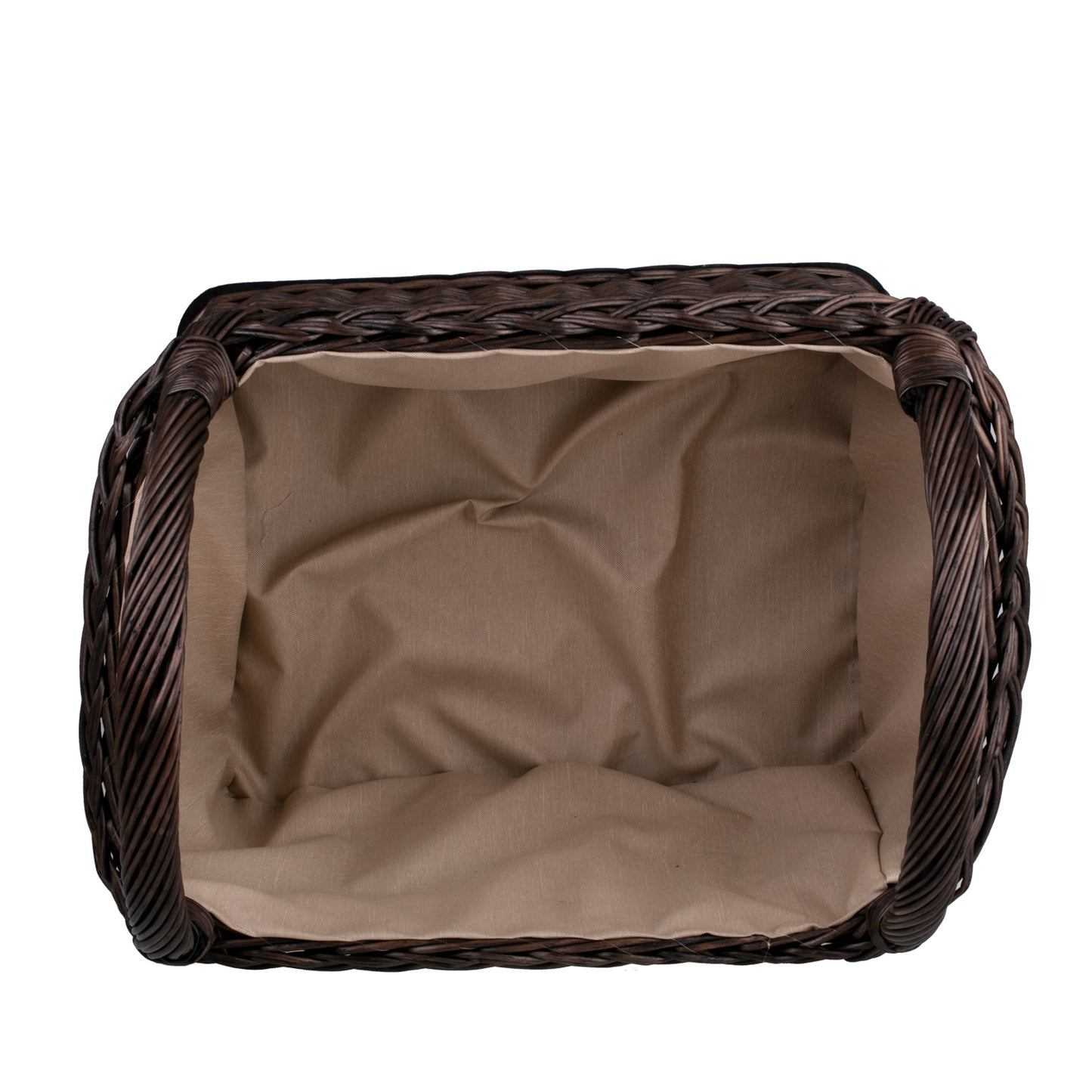 Fioras Rieten mand voor haardhout met beige afwerking en handvatten