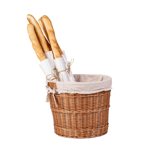 Balvina panier à pain en osier avec bordure beige TheWickerStories