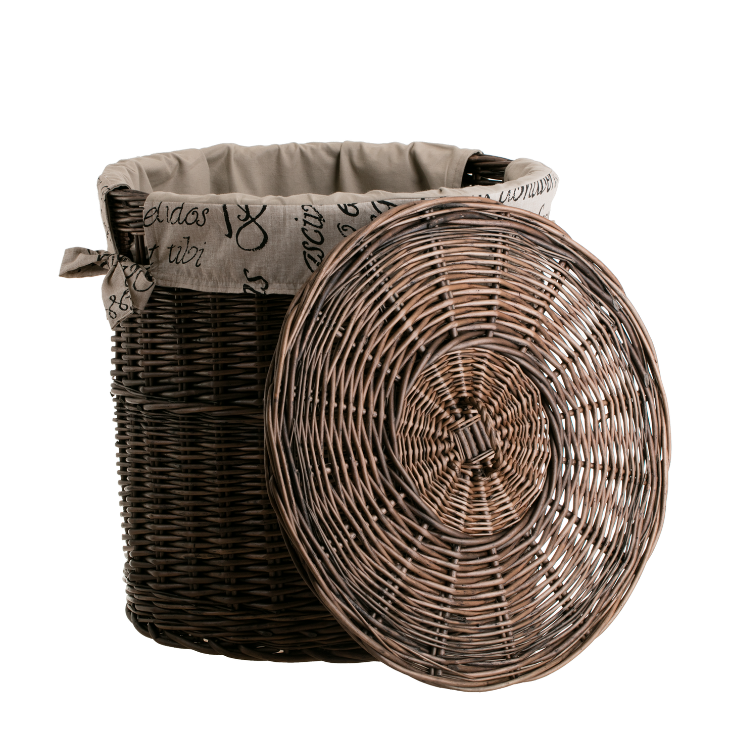 Maloria Rieten wasmand met beige bies en deksel