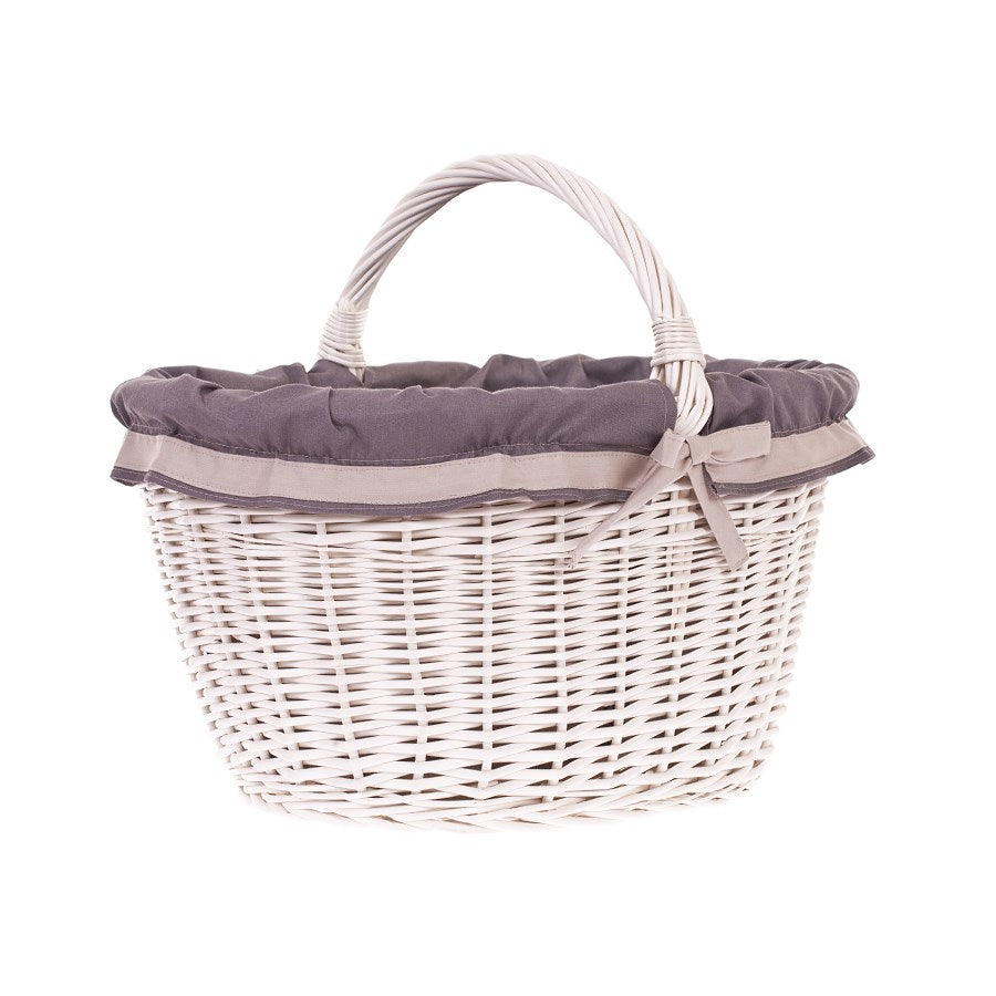 Walerissa panier de courses avec poignée en osier et doublure grise